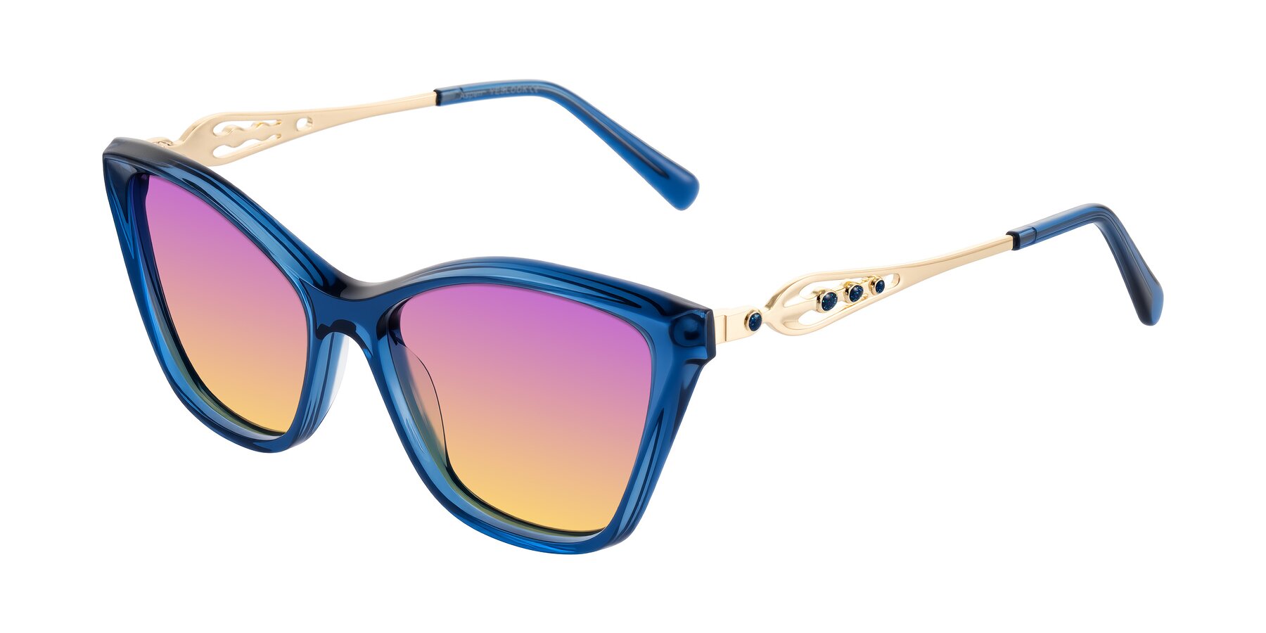Angle of Aspen in Transparent Blue with Purple / Yellow Gradient Lenses