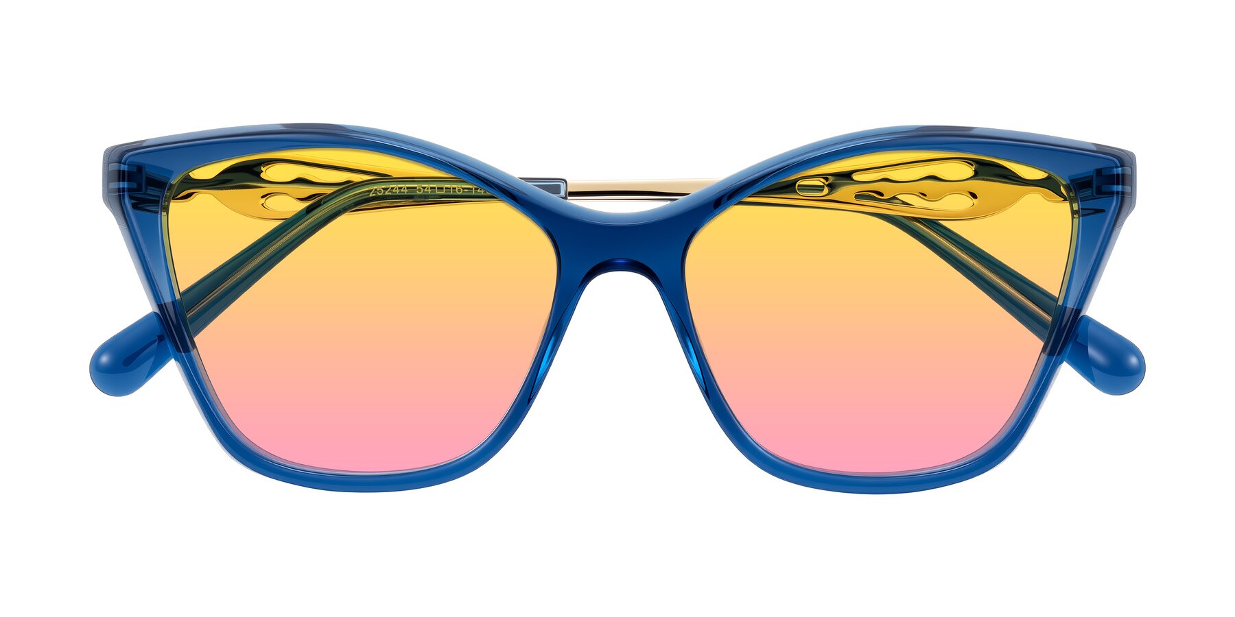 Folded Front of Aspen in Transparent Blue with Yellow / Pink Gradient Lenses