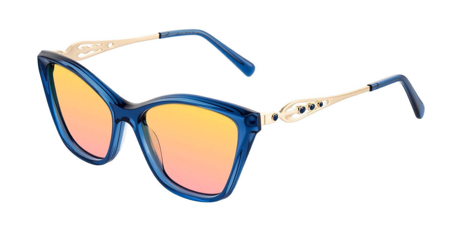 Angle of Aspen in Transparent Blue with Yellow / Pink Gradient Lenses