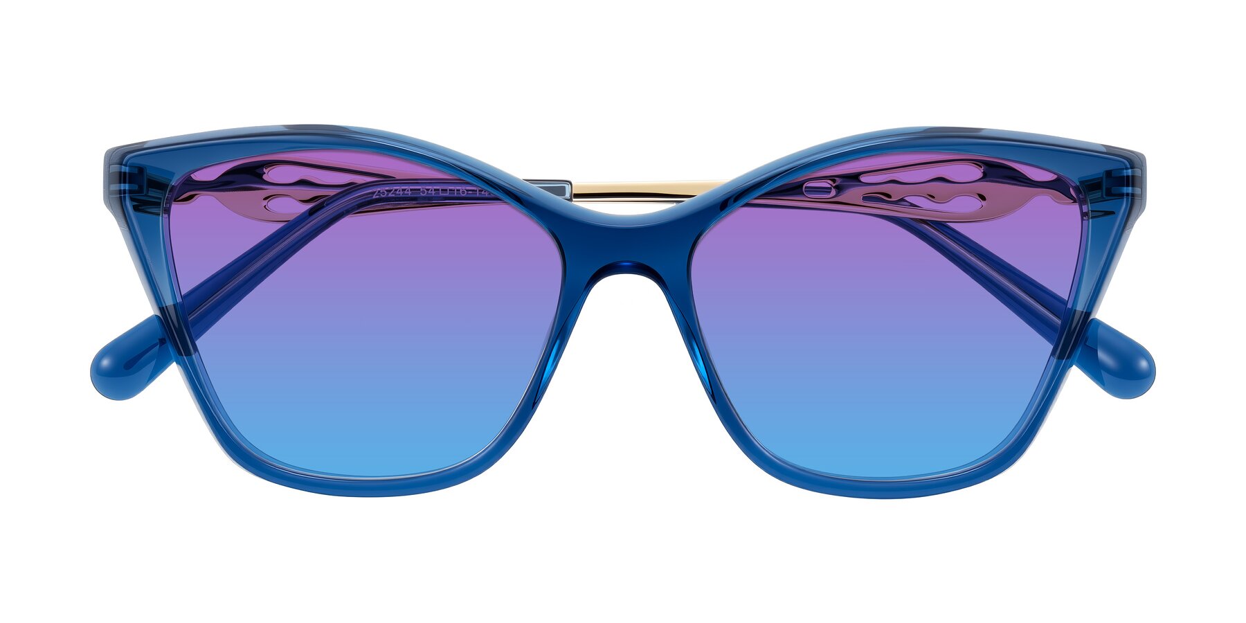 Folded Front of Aspen in Transparent Blue with Purple / Blue Gradient Lenses