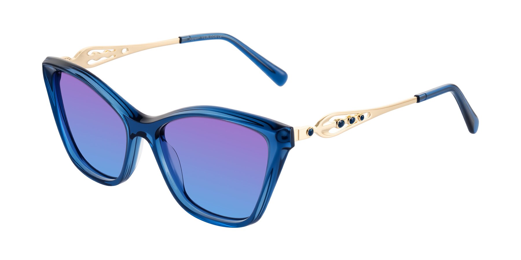 Angle of Aspen in Transparent Blue with Purple / Blue Gradient Lenses