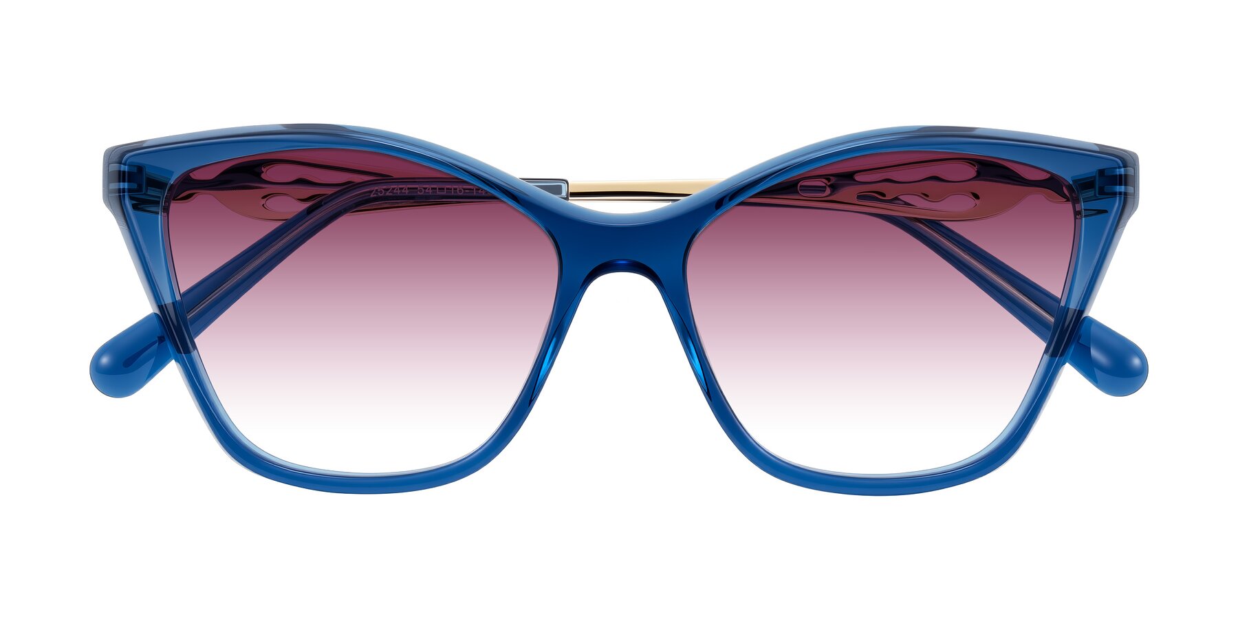 Folded Front of Aspen in Transparent Blue with Wine Gradient Lenses