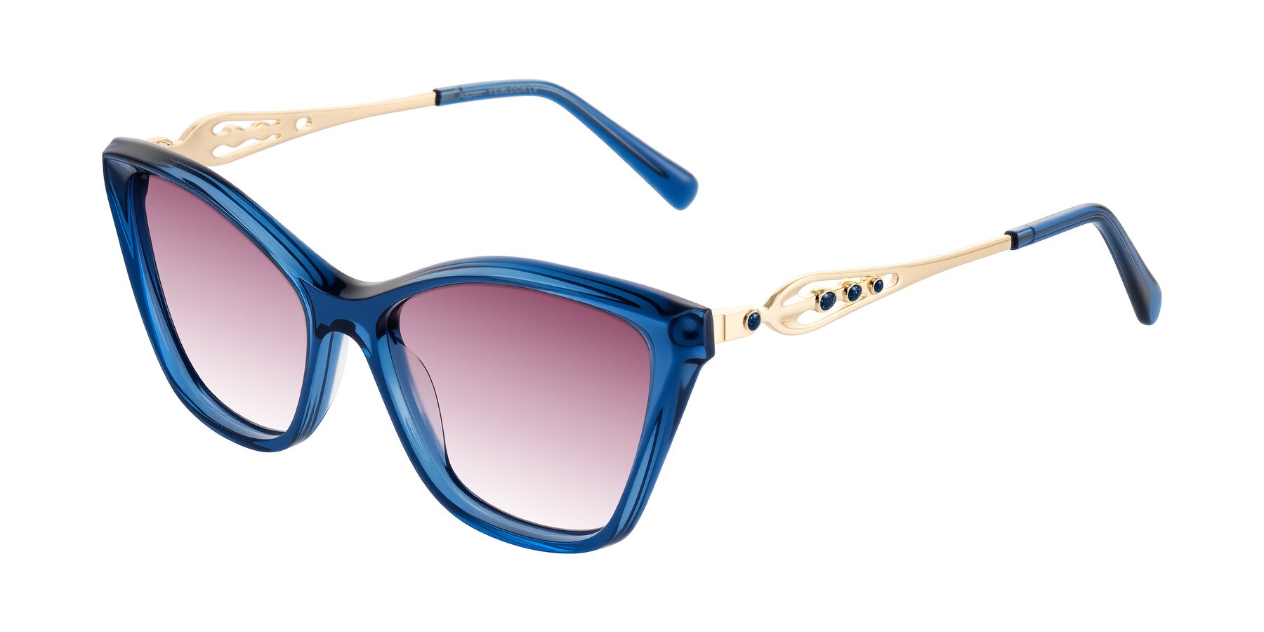 Angle of Aspen in Transparent Blue with Wine Gradient Lenses