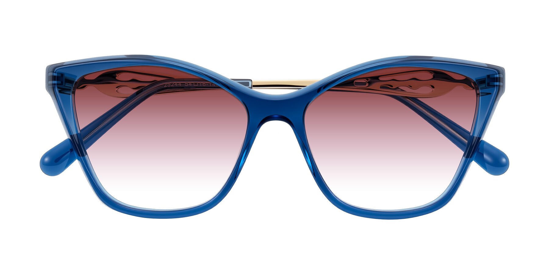 Folded Front of Aspen in Transparent Blue with Garnet Gradient Lenses