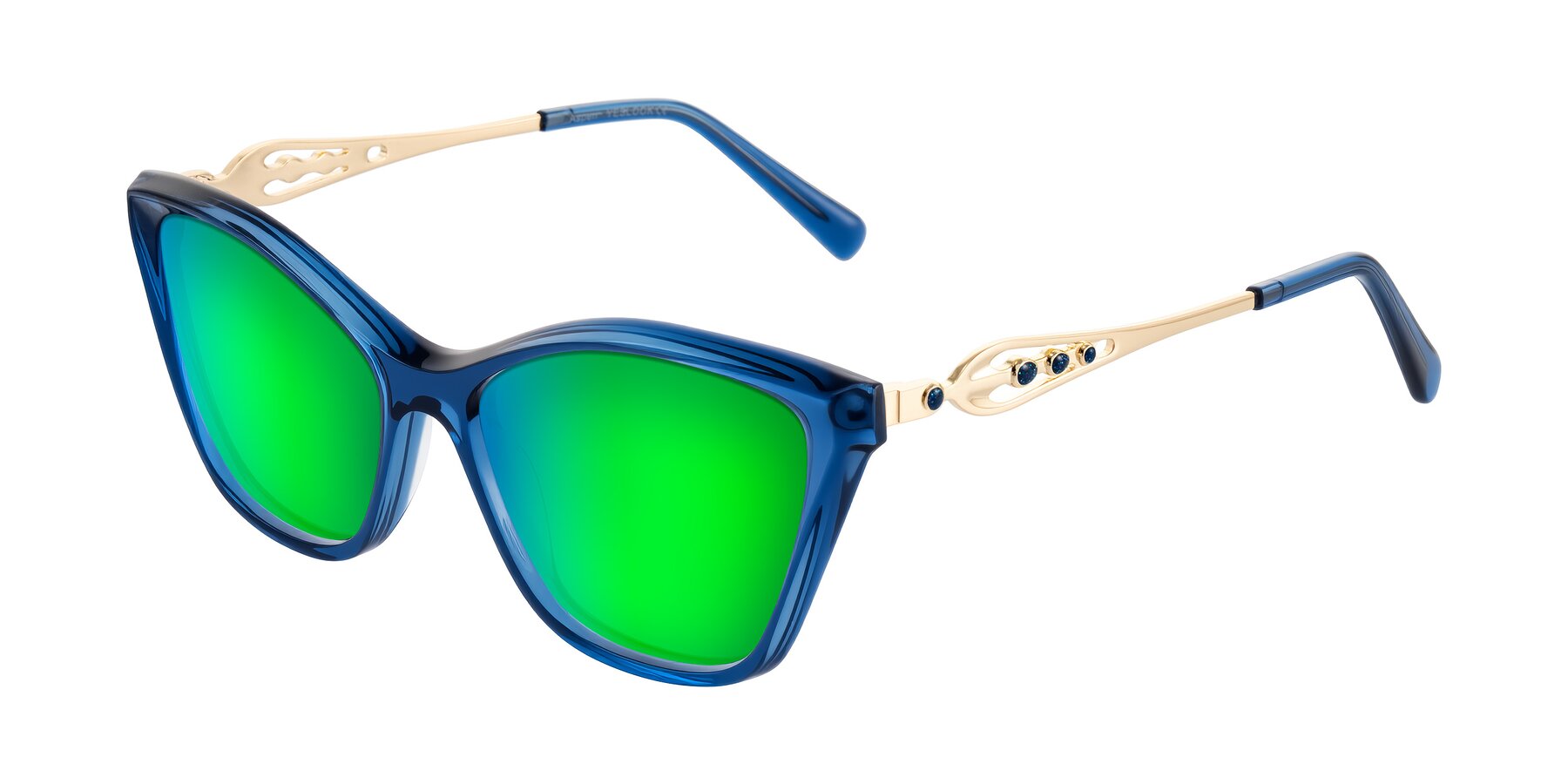 Angle of Aspen in Transparent Blue with Green Mirrored Lenses