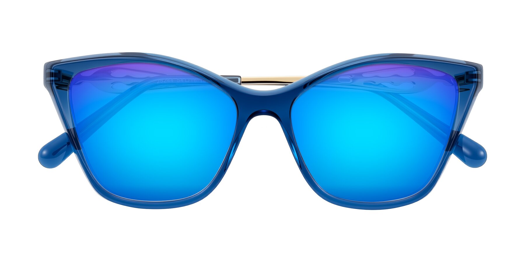 Folded Front of Aspen in Transparent Blue with Blue Mirrored Lenses
