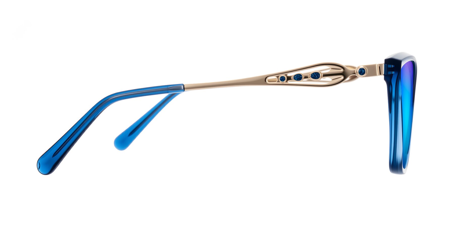 Side of Aspen in Transparent Blue with Blue Mirrored Lenses