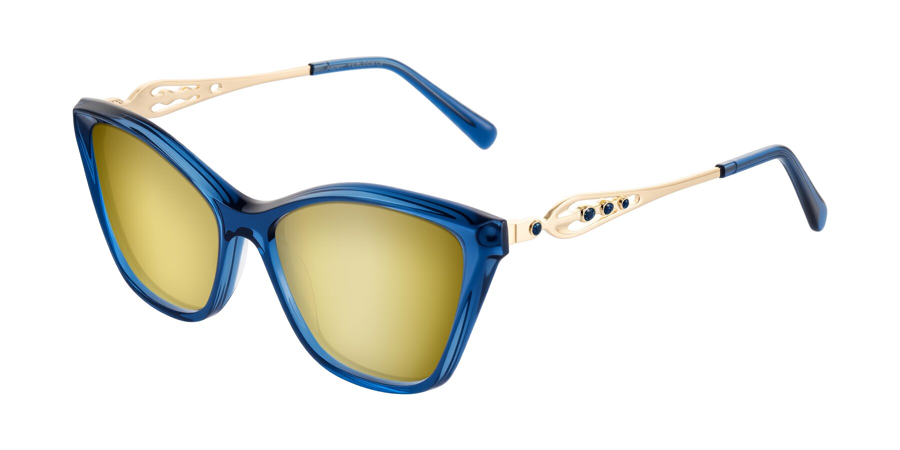 Angle of Aspen in Transparent Blue with Gold Mirrored Lenses