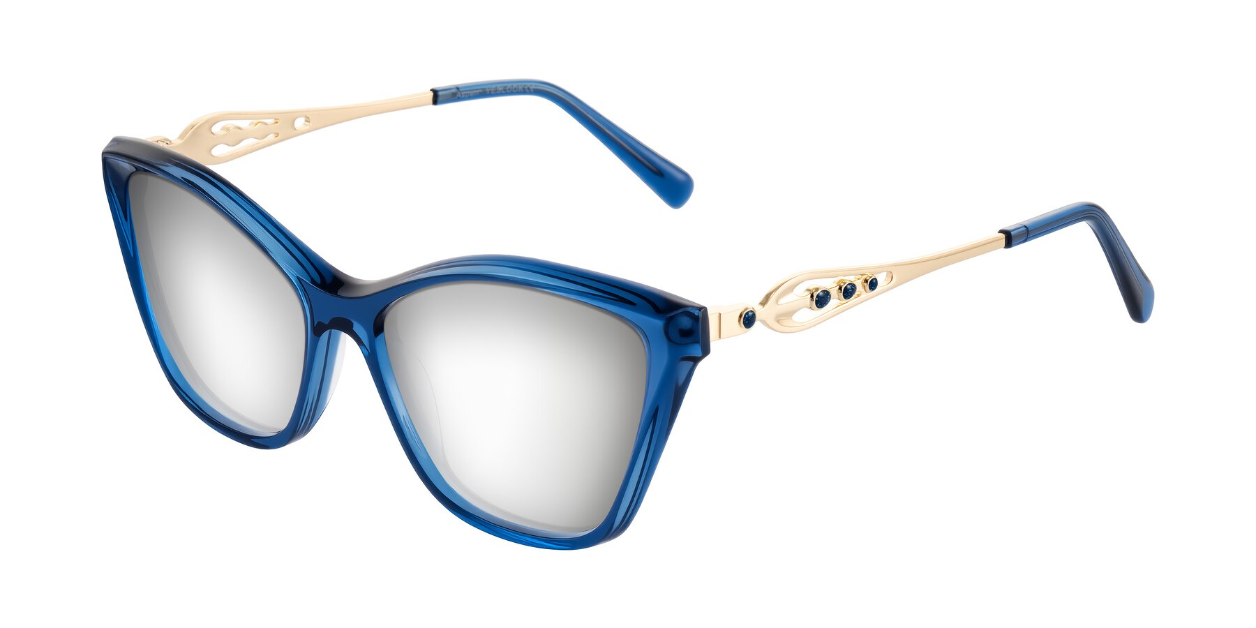 Angle of Aspen in Transparent Blue with Silver Mirrored Lenses