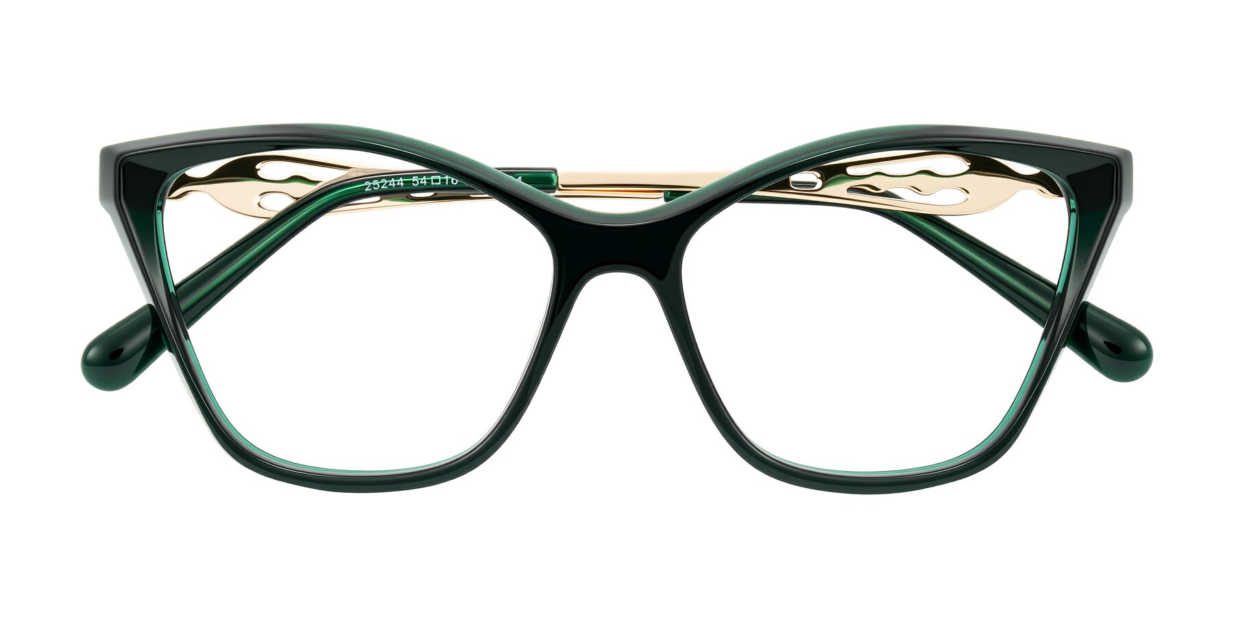 Folded Front of Aspen in Jade Green with Clear Eyeglass Lenses