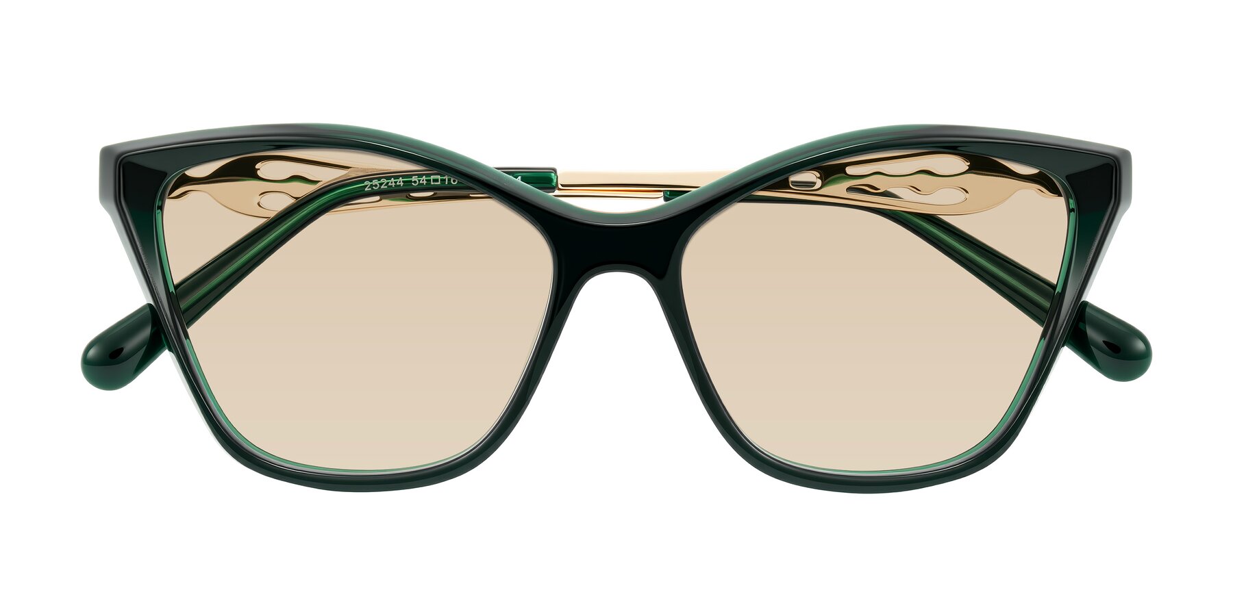 Folded Front of Aspen in Jade Green with Light Brown Tinted Lenses