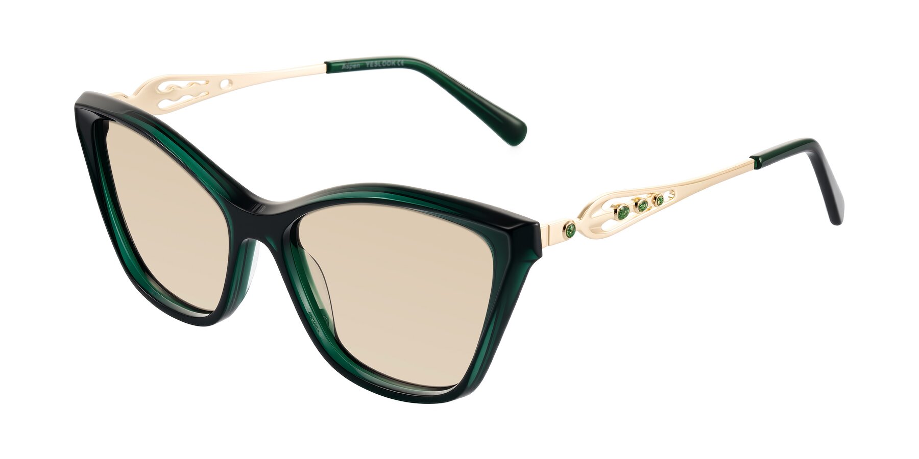 Angle of Aspen in Jade Green with Light Brown Tinted Lenses