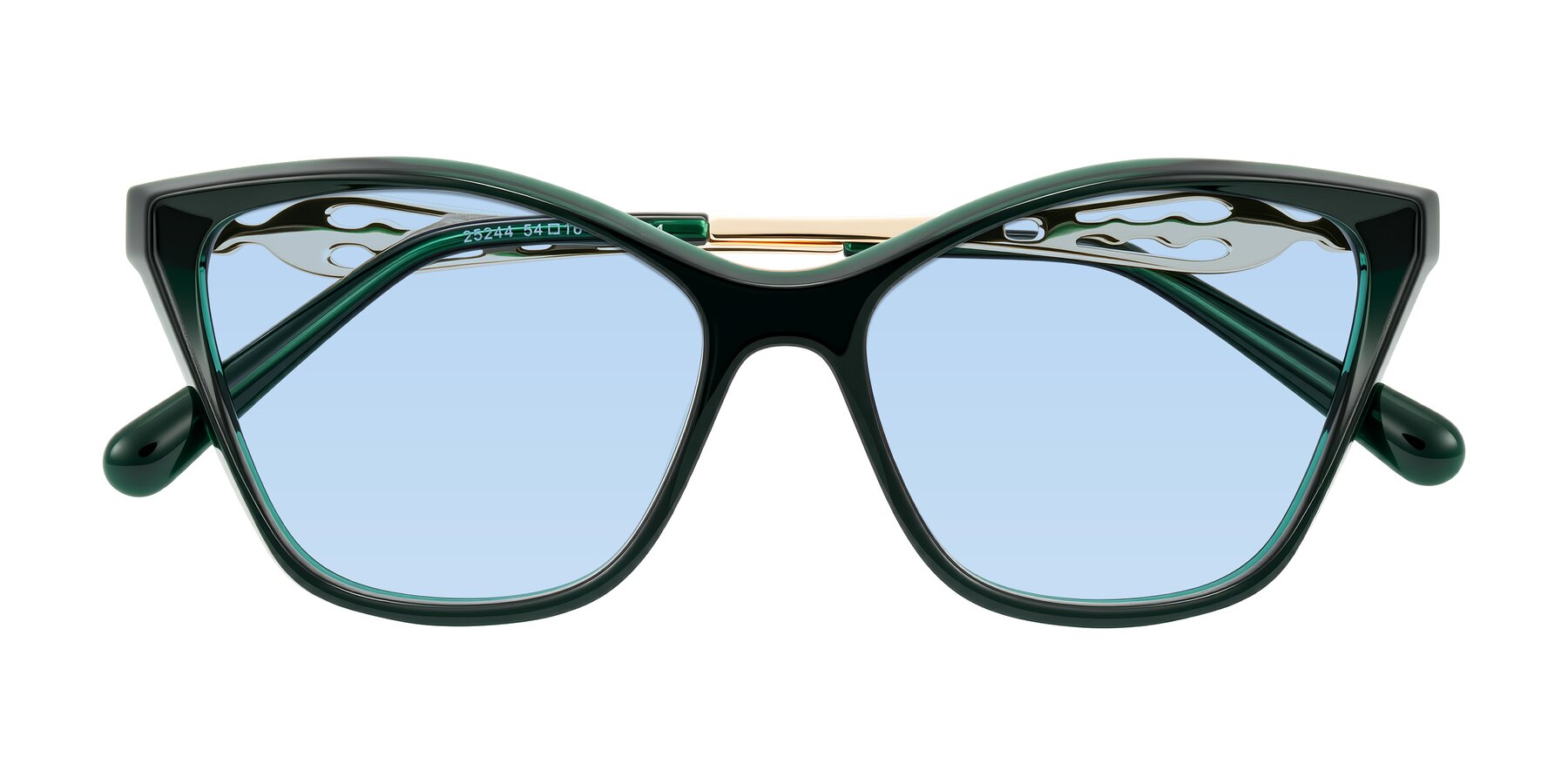 Folded Front of Aspen in Jade Green with Light Blue Tinted Lenses