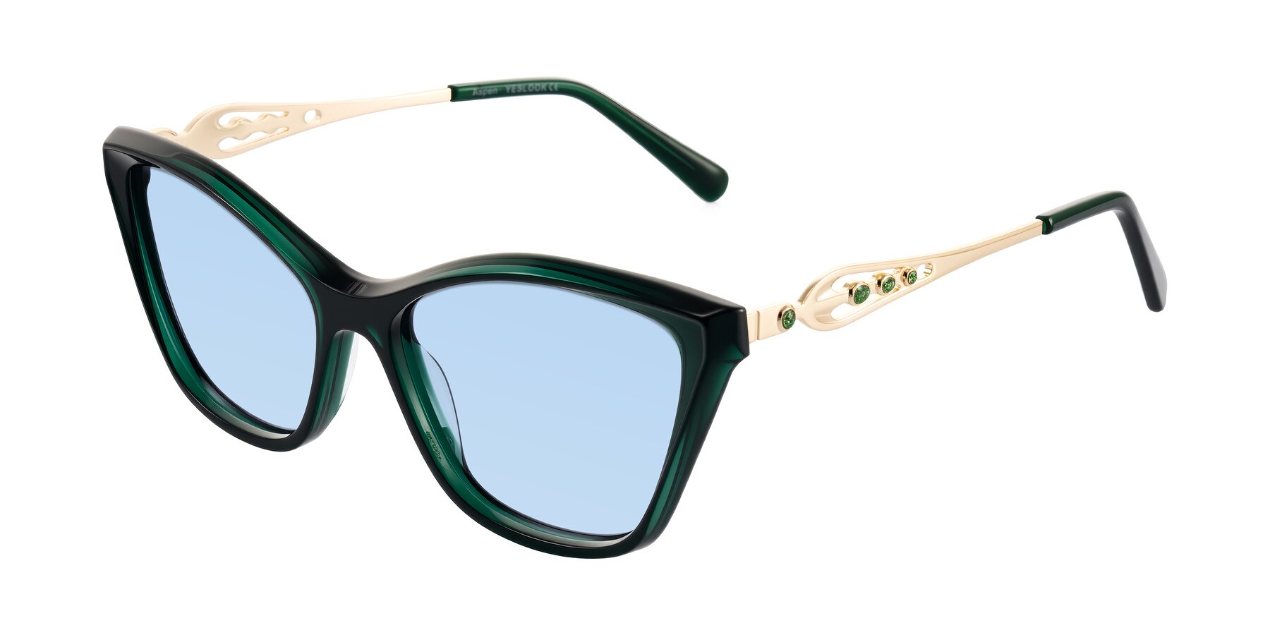 Angle of Aspen in Jade Green with Light Blue Tinted Lenses