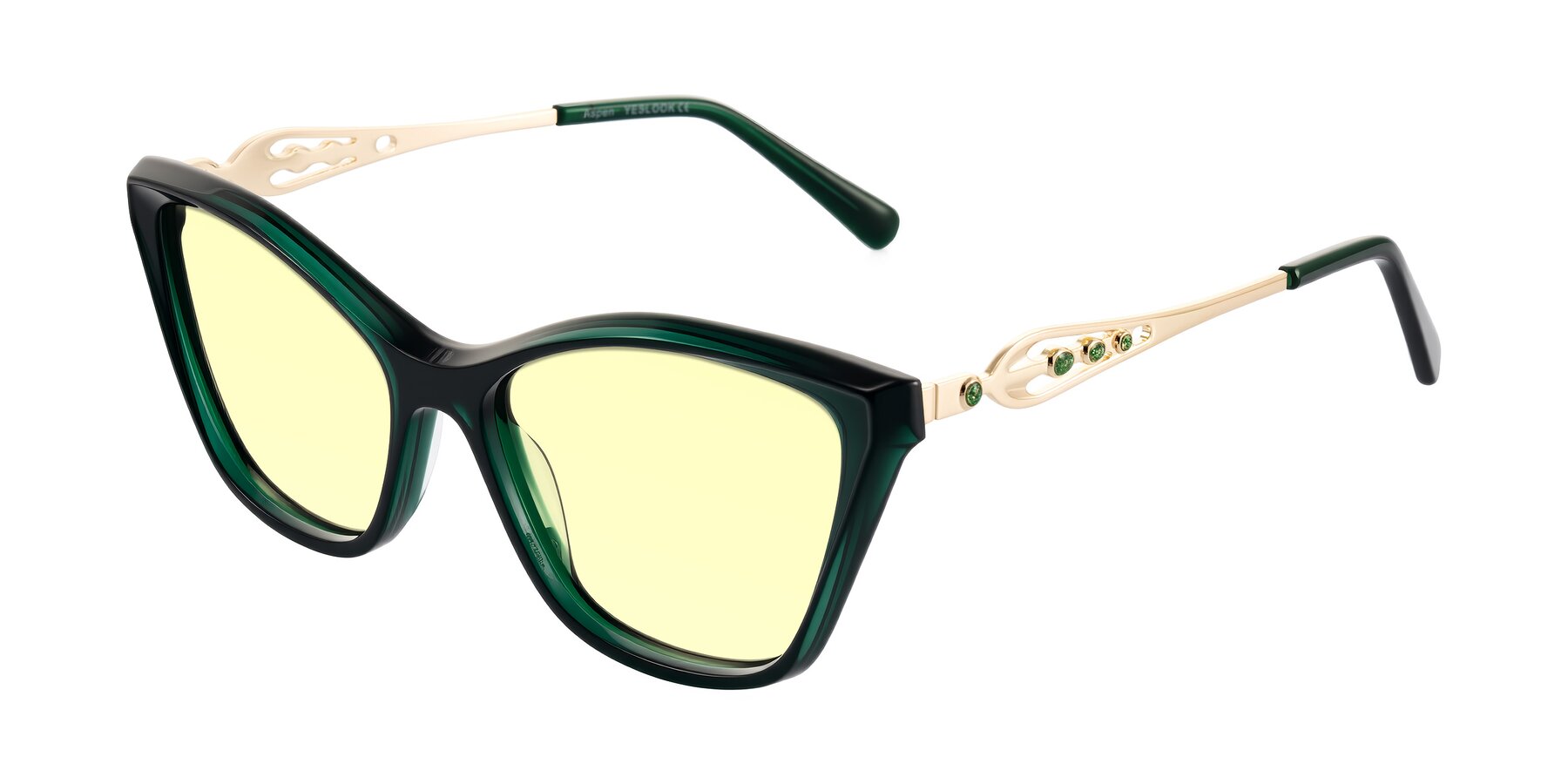 Angle of Aspen in Jade Green with Light Yellow Tinted Lenses