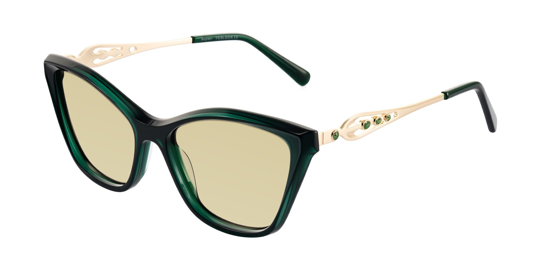Angle of Aspen in Jade Green with Light Champagne Tinted Lenses