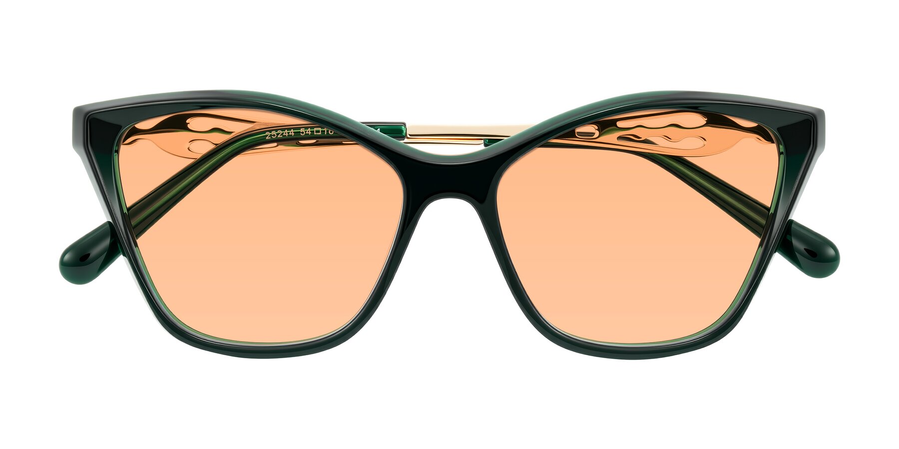 Folded Front of Aspen in Jade Green with Light Orange Tinted Lenses