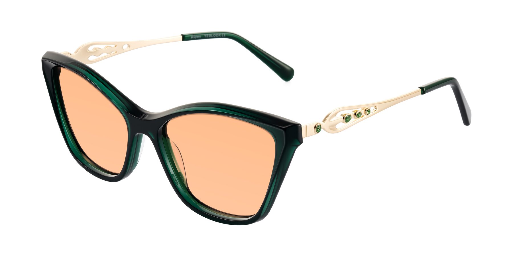 Angle of Aspen in Jade Green with Light Orange Tinted Lenses