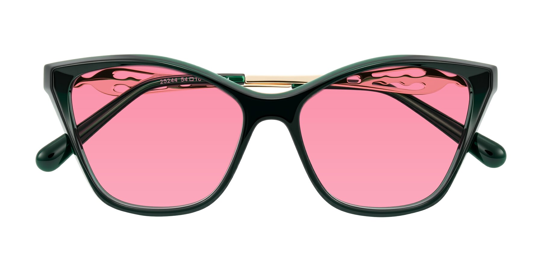 Folded Front of Aspen in Jade Green with Pink Tinted Lenses