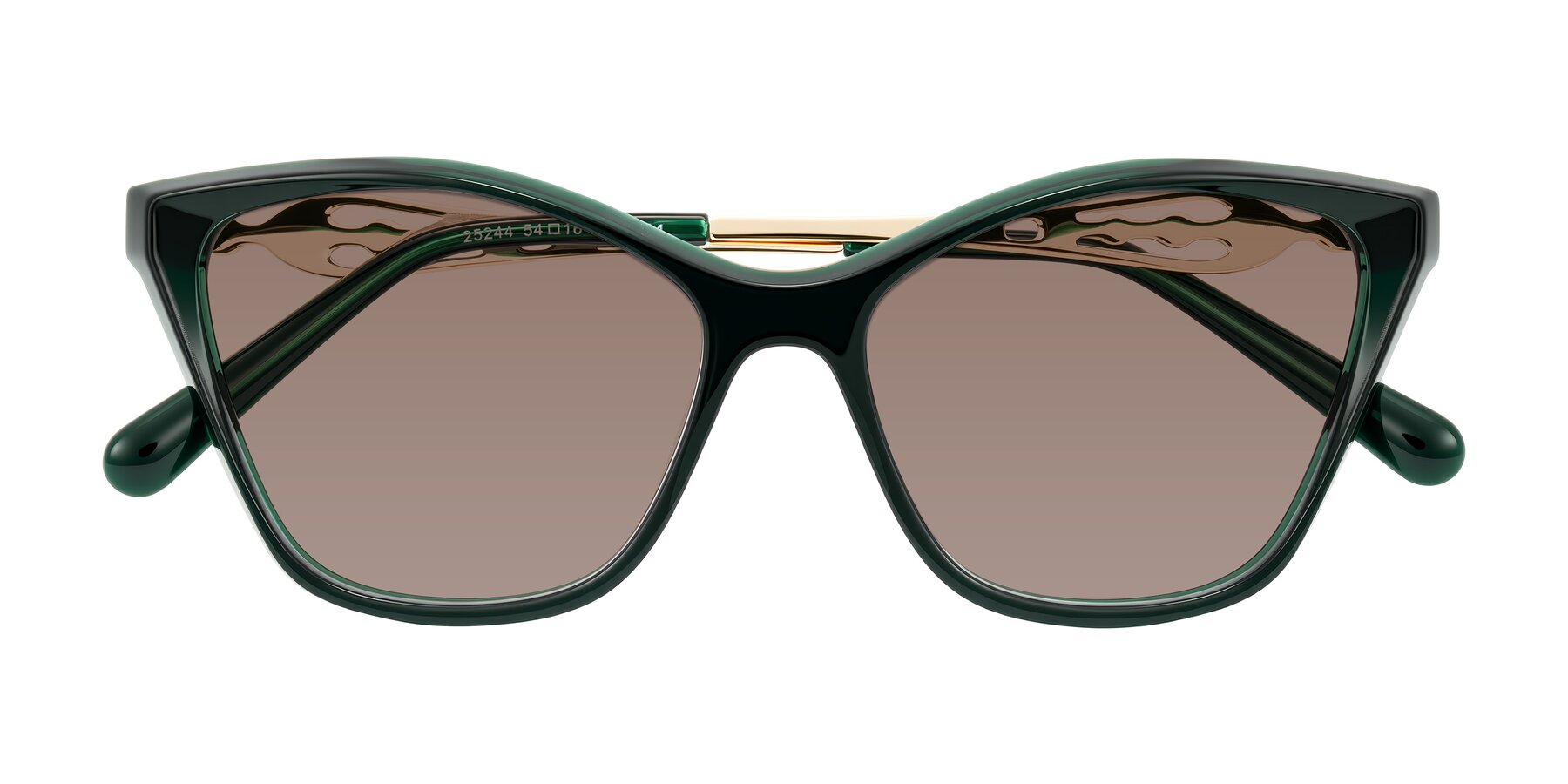 Folded Front of Aspen in Jade Green with Medium Brown Tinted Lenses