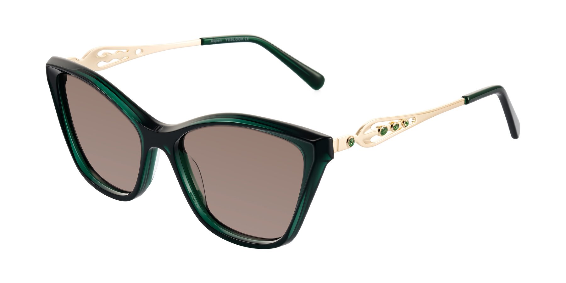Angle of Aspen in Jade Green with Medium Brown Tinted Lenses