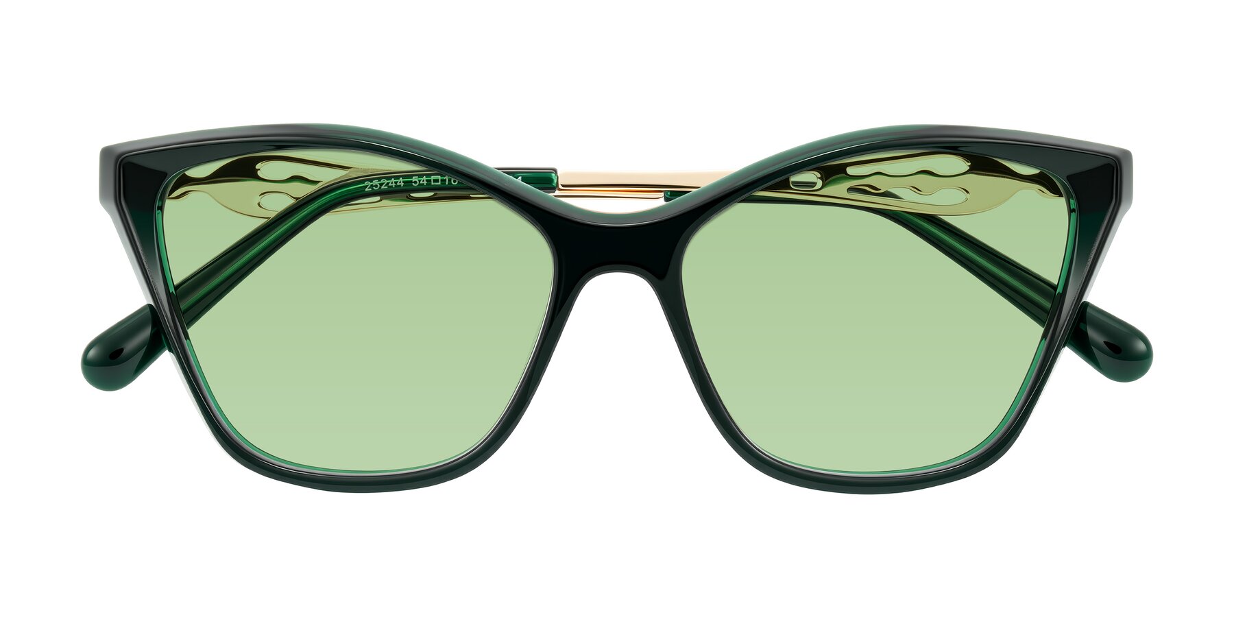 Folded Front of Aspen in Jade Green with Medium Green Tinted Lenses