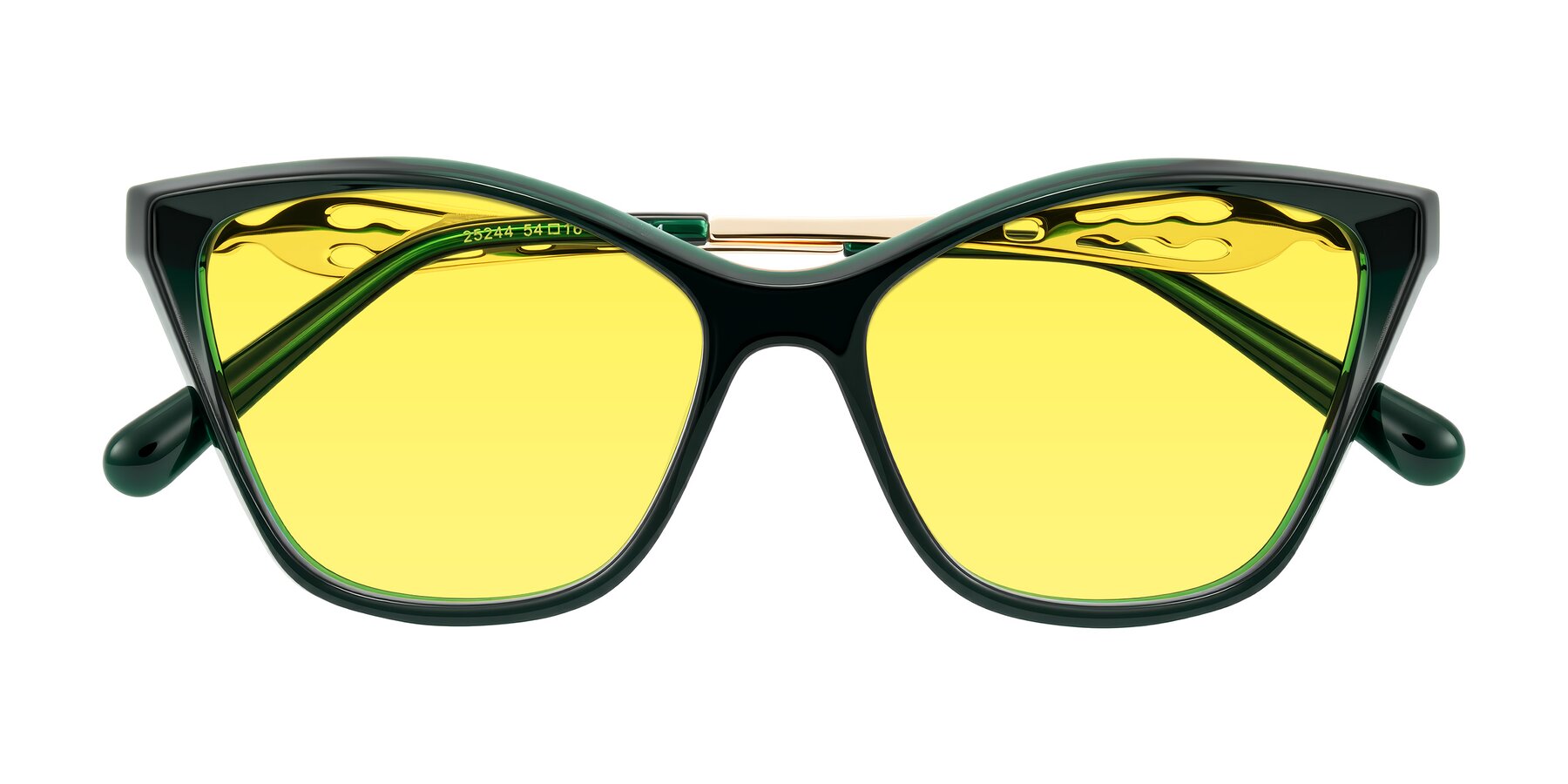Folded Front of Aspen in Jade Green with Medium Yellow Tinted Lenses
