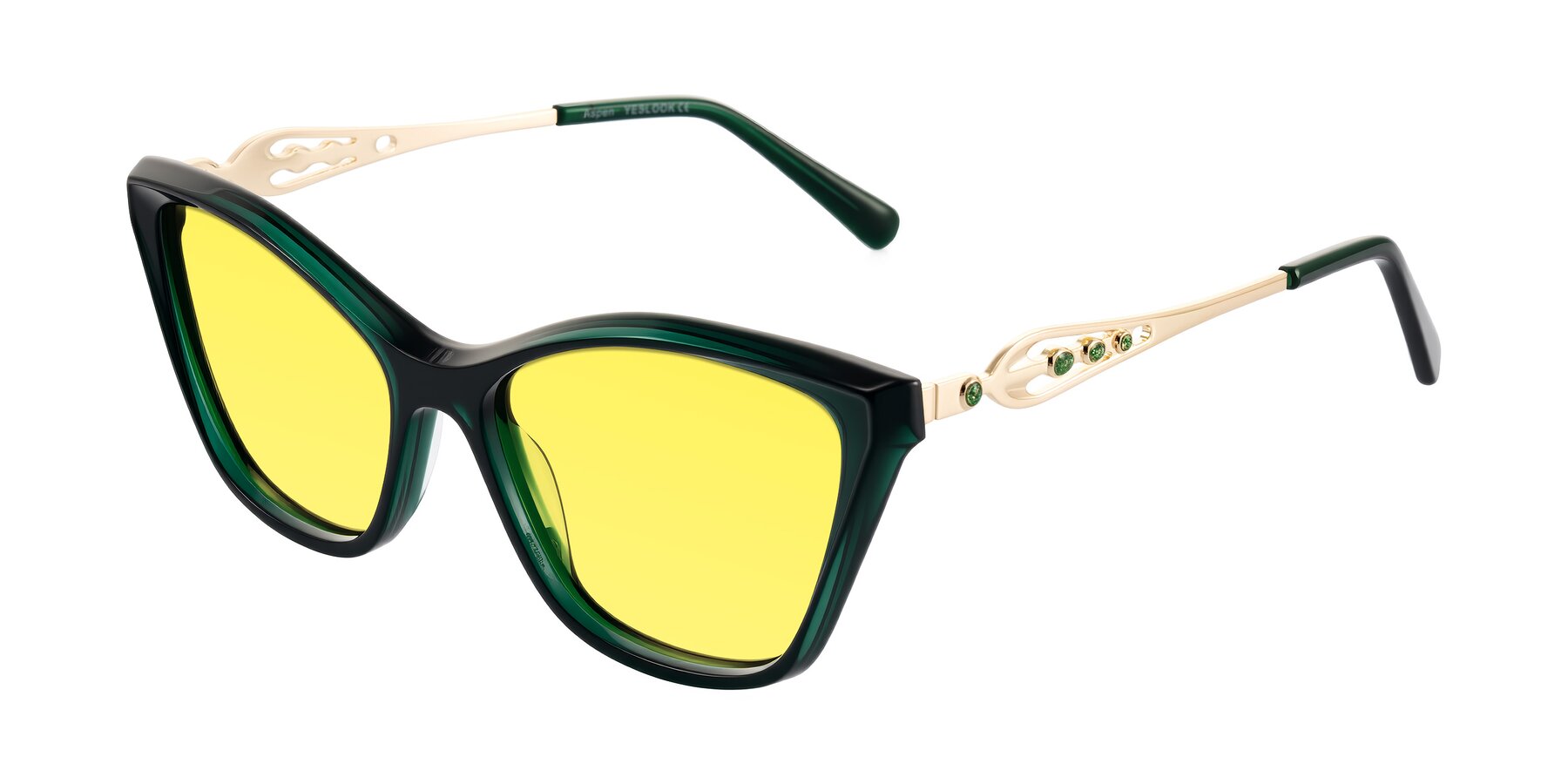 Angle of Aspen in Jade Green with Medium Yellow Tinted Lenses