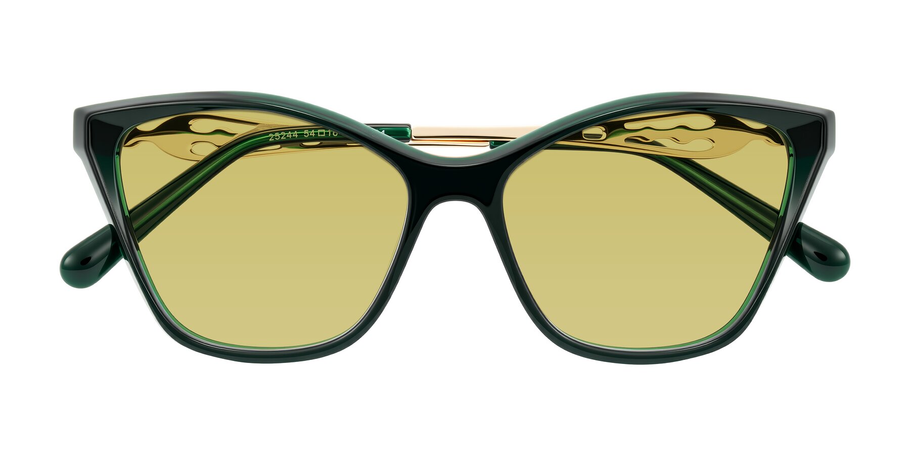 Folded Front of Aspen in Jade Green with Medium Champagne Tinted Lenses