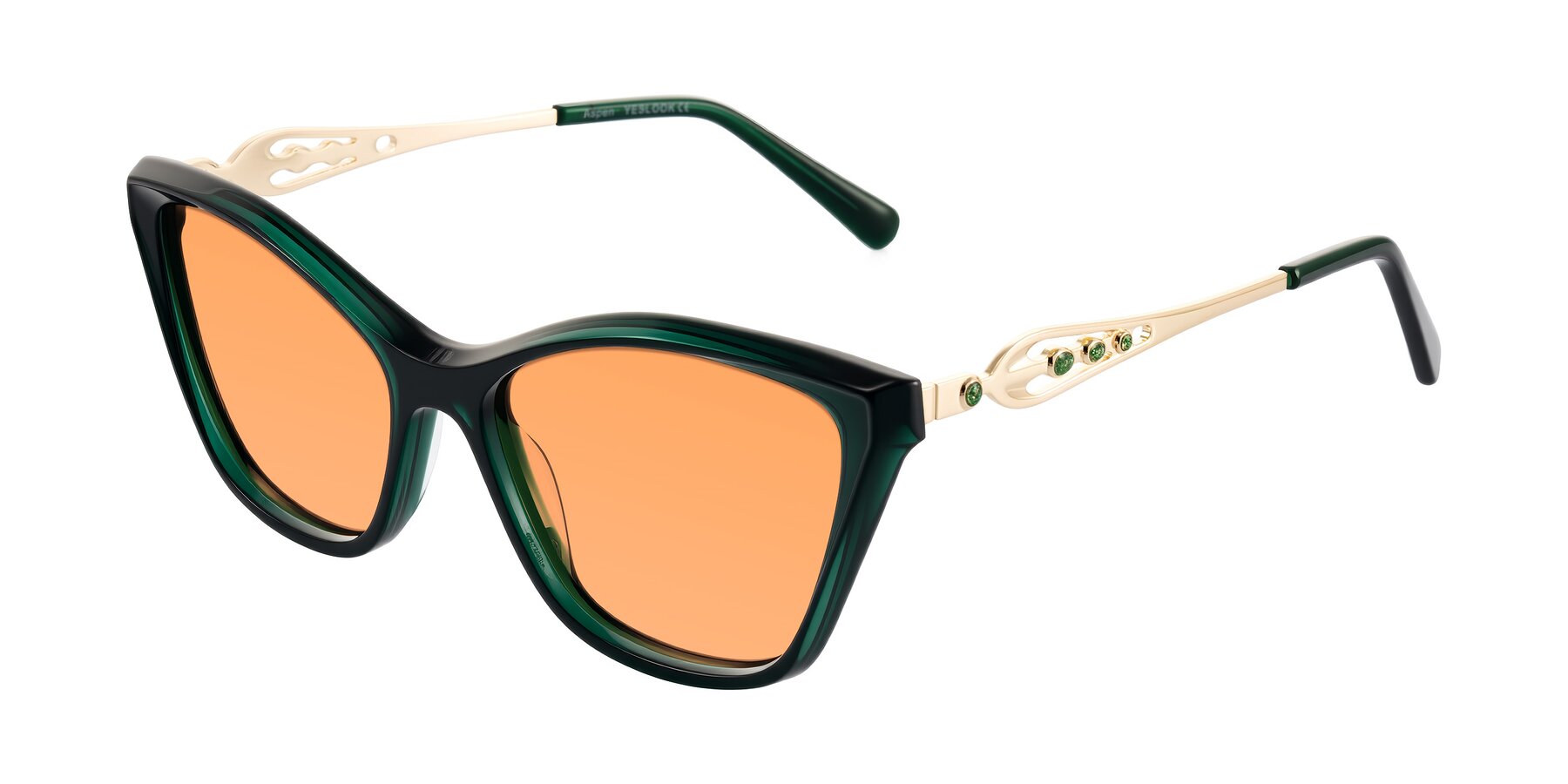 Angle of Aspen in Jade Green with Medium Orange Tinted Lenses