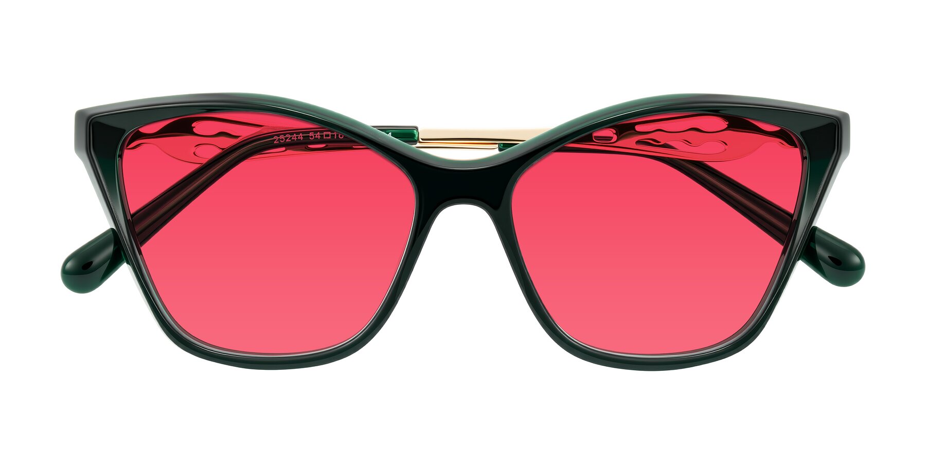 Folded Front of Aspen in Jade Green with Red Tinted Lenses