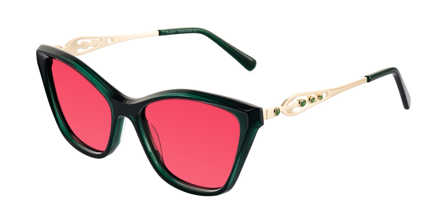 Angle of Aspen in Jade Green with Red Tinted Lenses