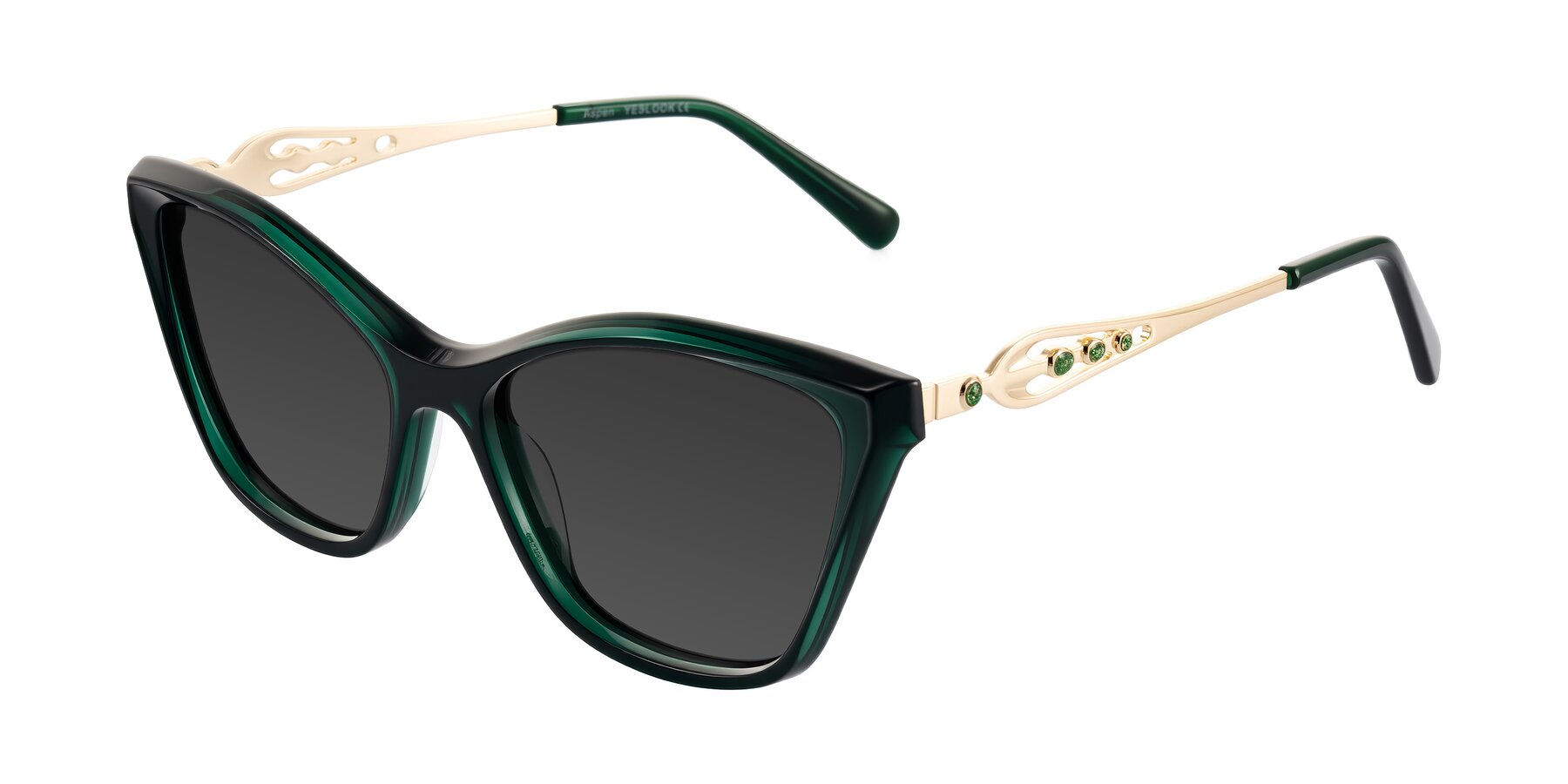 Angle of Aspen in Jade Green with Gray Tinted Lenses