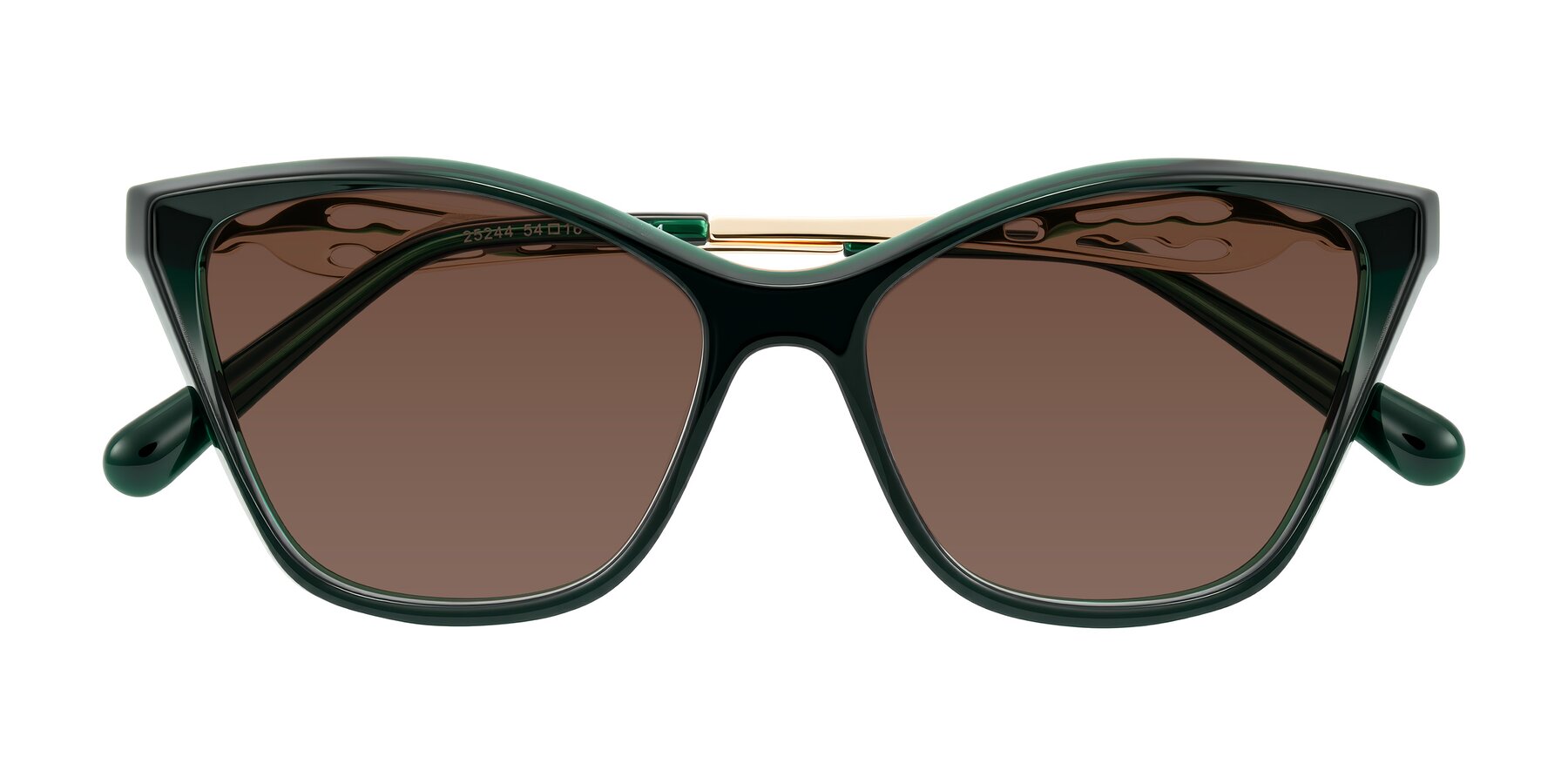 Folded Front of Aspen in Jade Green with Brown Tinted Lenses