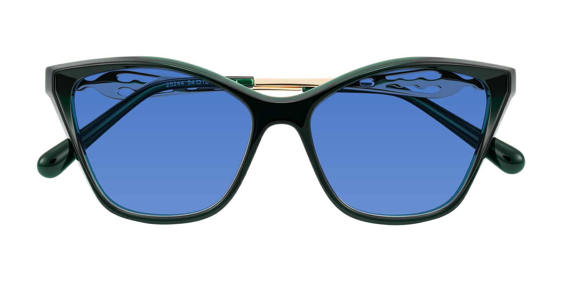 Folded Front of Aspen in Jade Green with Blue Tinted Lenses