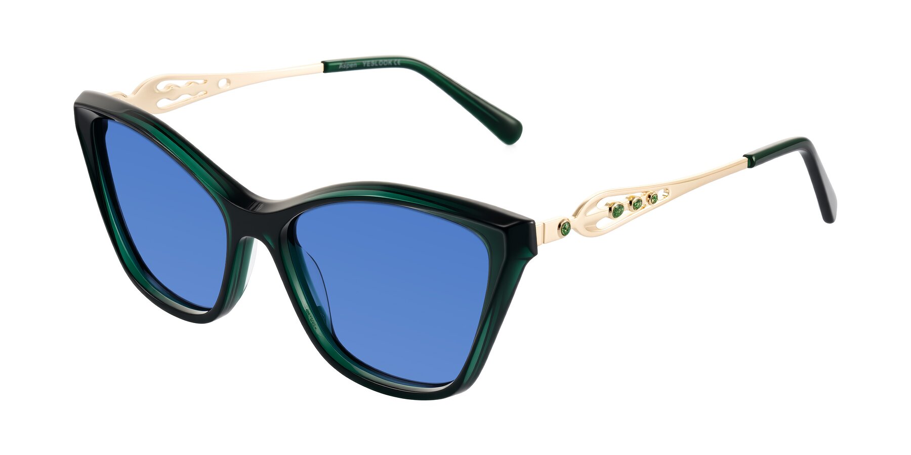 Angle of Aspen in Jade Green with Blue Tinted Lenses