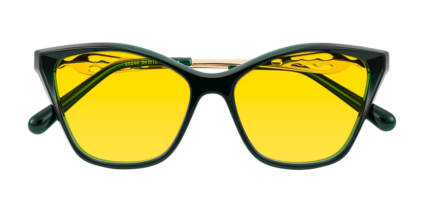 Folded Front of Aspen in Jade Green with Yellow Tinted Lenses
