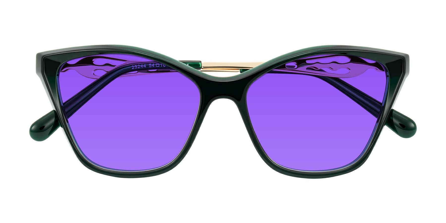 Folded Front of Aspen in Jade Green with Purple Tinted Lenses