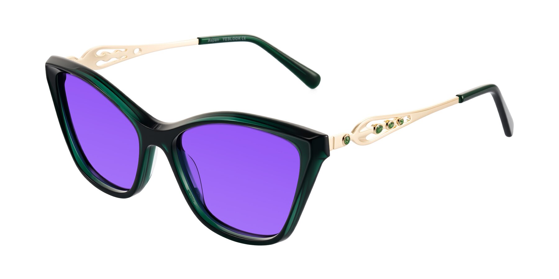 Angle of Aspen in Jade Green with Purple Tinted Lenses