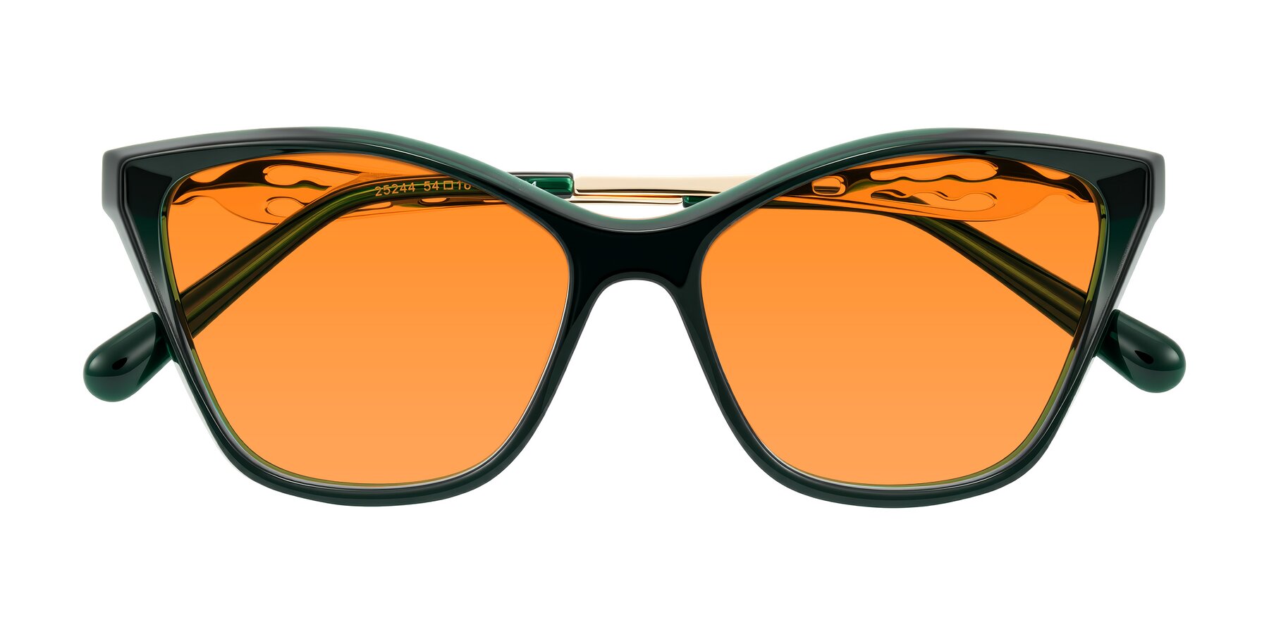 Folded Front of Aspen in Jade Green with Orange Tinted Lenses