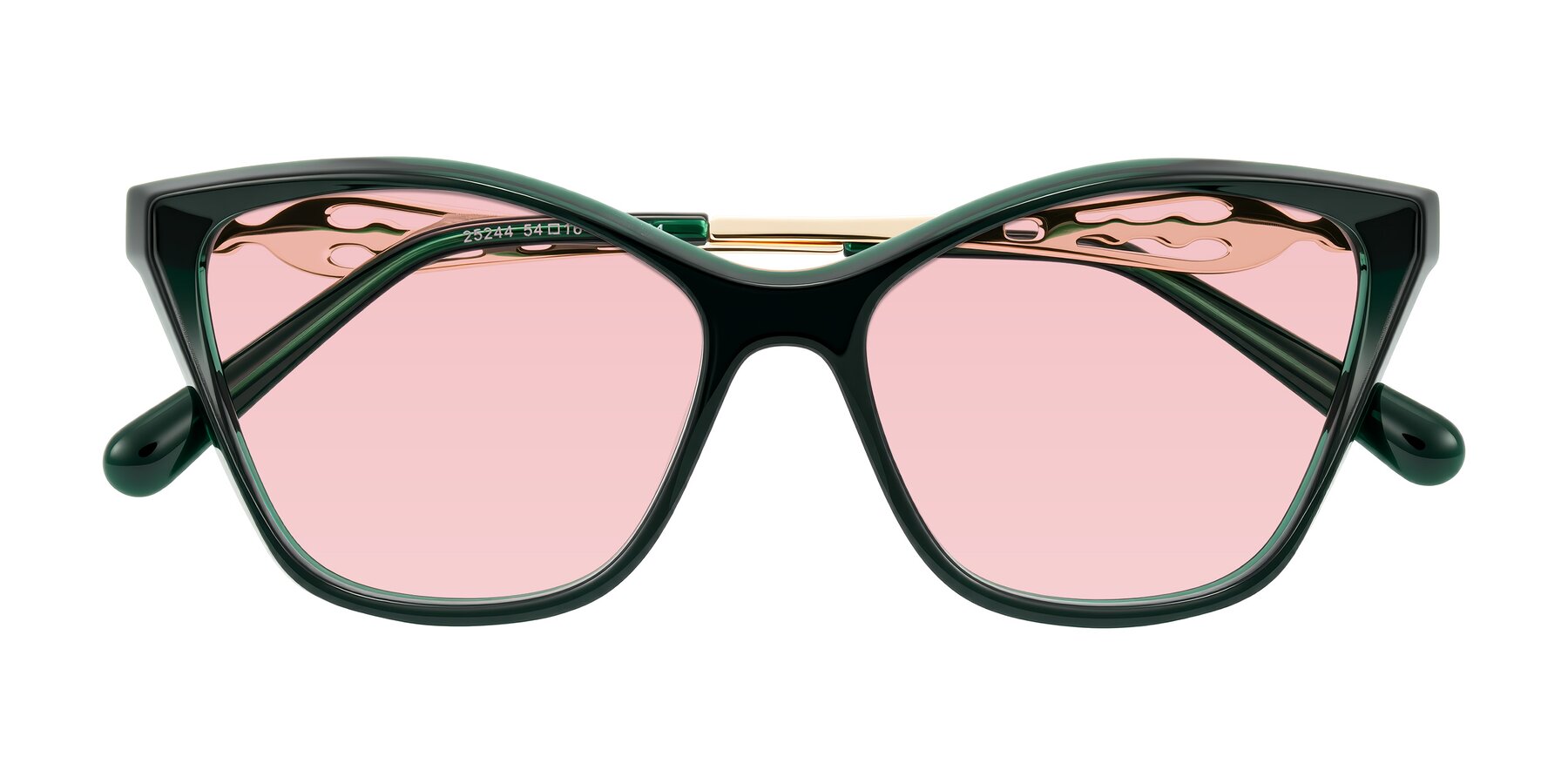 Folded Front of Aspen in Jade Green with Light Garnet Tinted Lenses