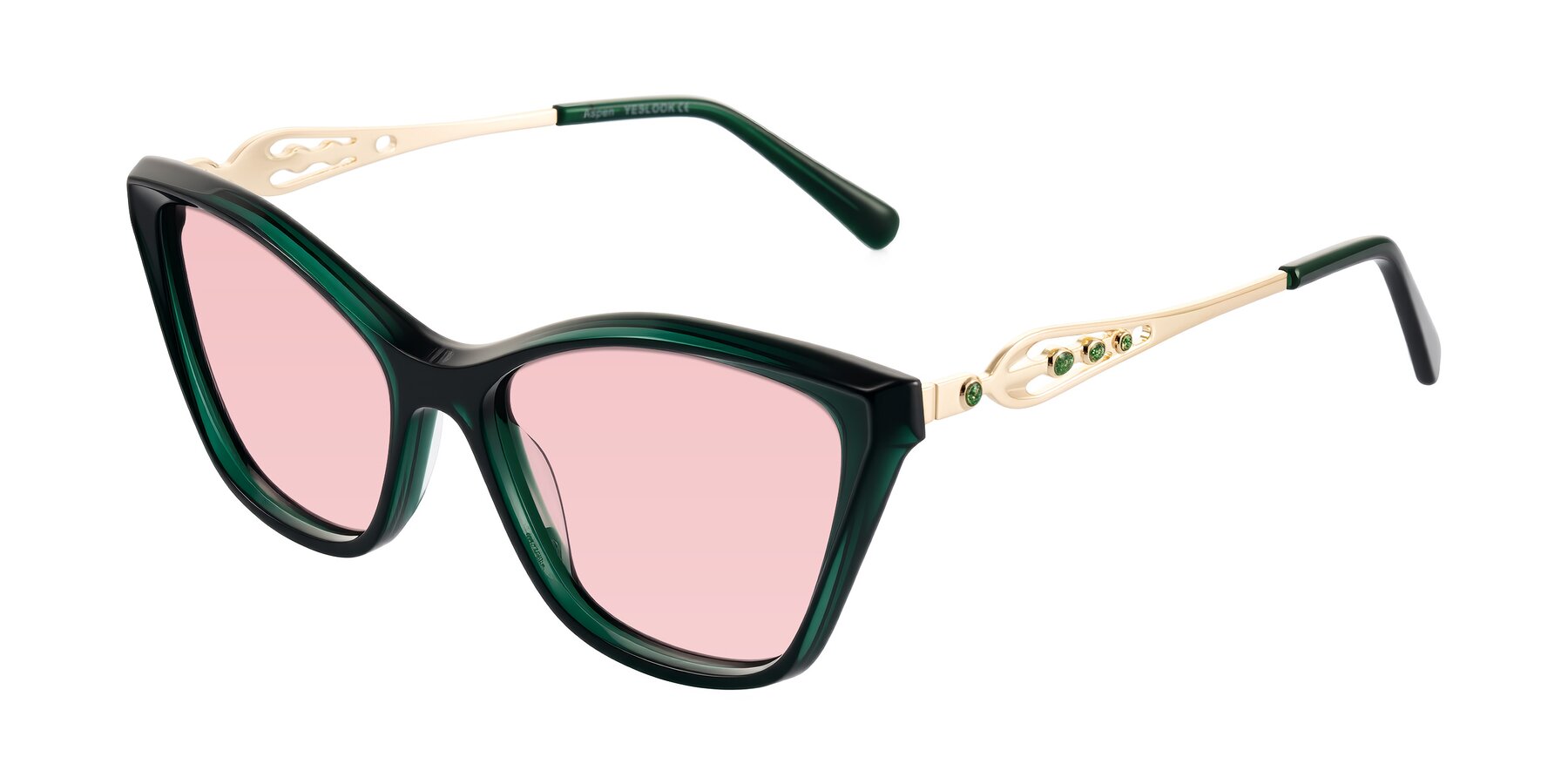 Angle of Aspen in Jade Green with Light Garnet Tinted Lenses