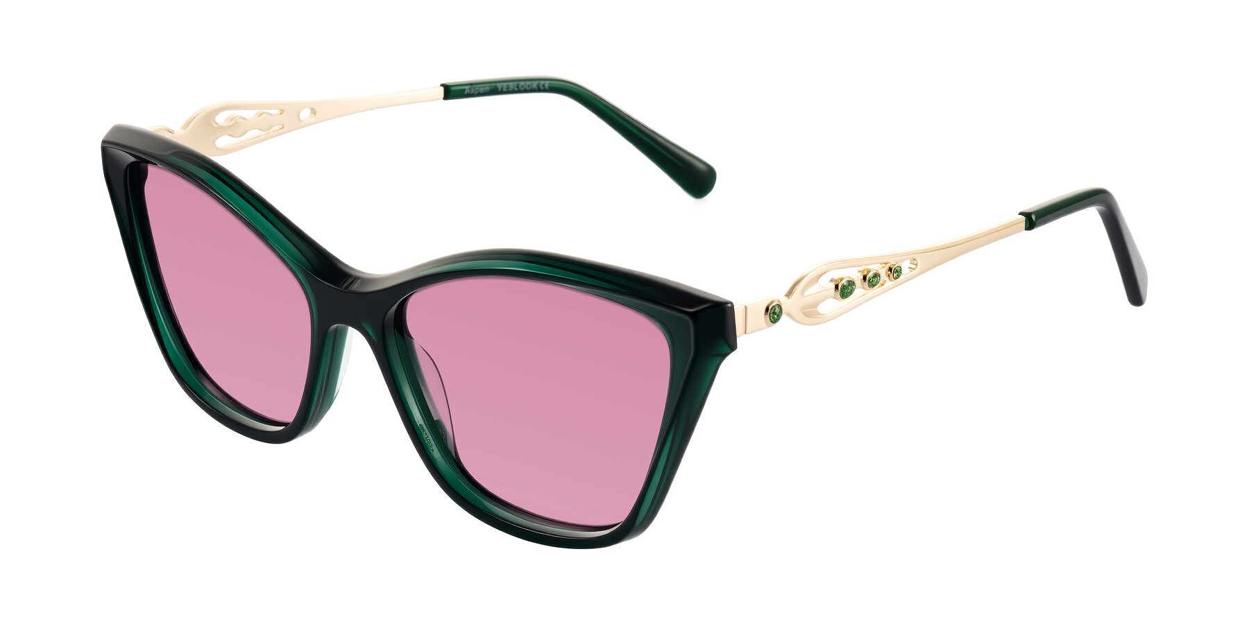 Angle of Aspen in Jade Green with Medium Wine Tinted Lenses