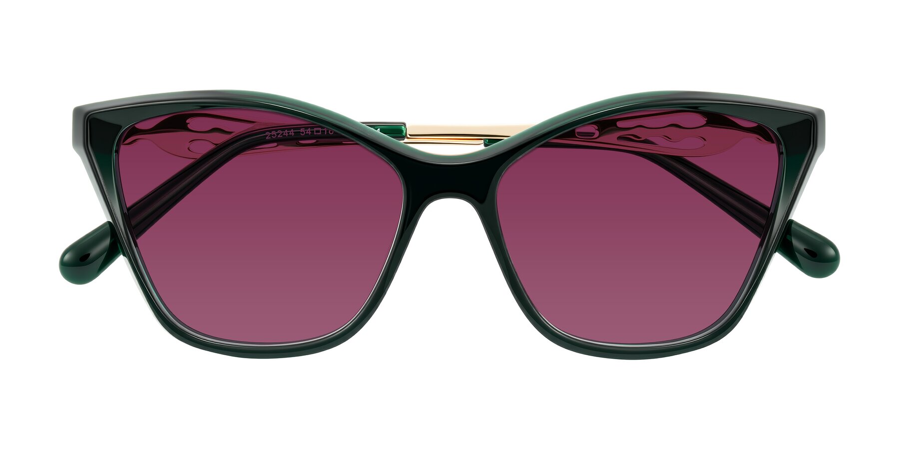 Folded Front of Aspen in Jade Green with Wine Tinted Lenses