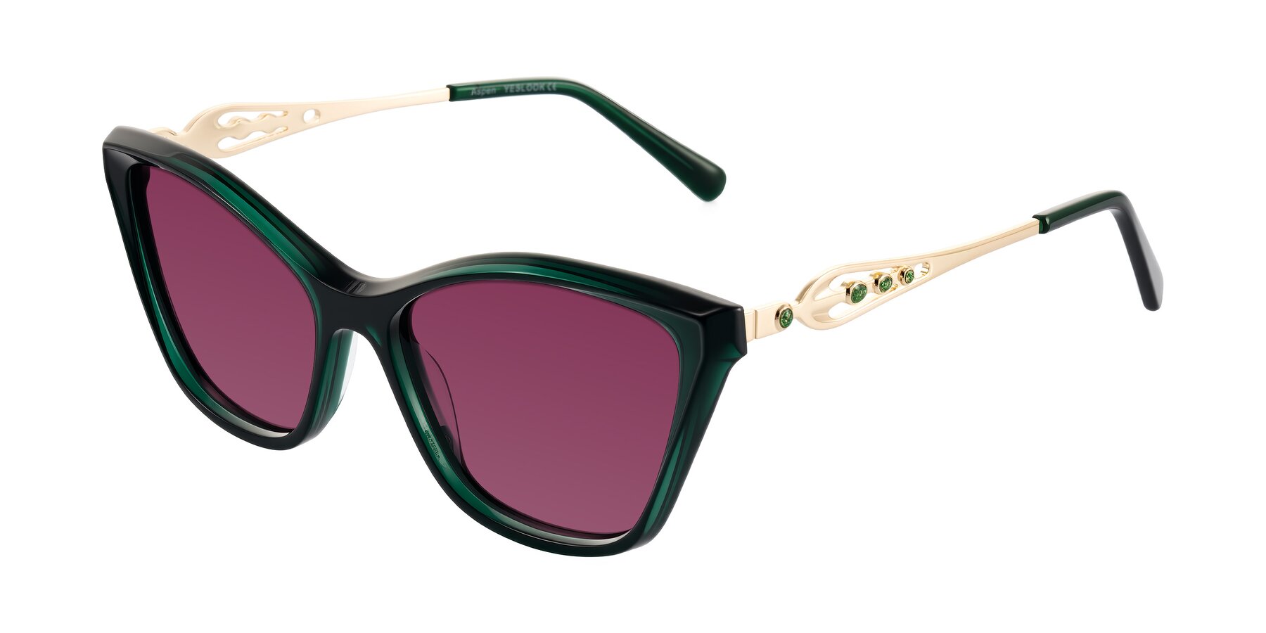 Angle of Aspen in Jade Green with Wine Tinted Lenses