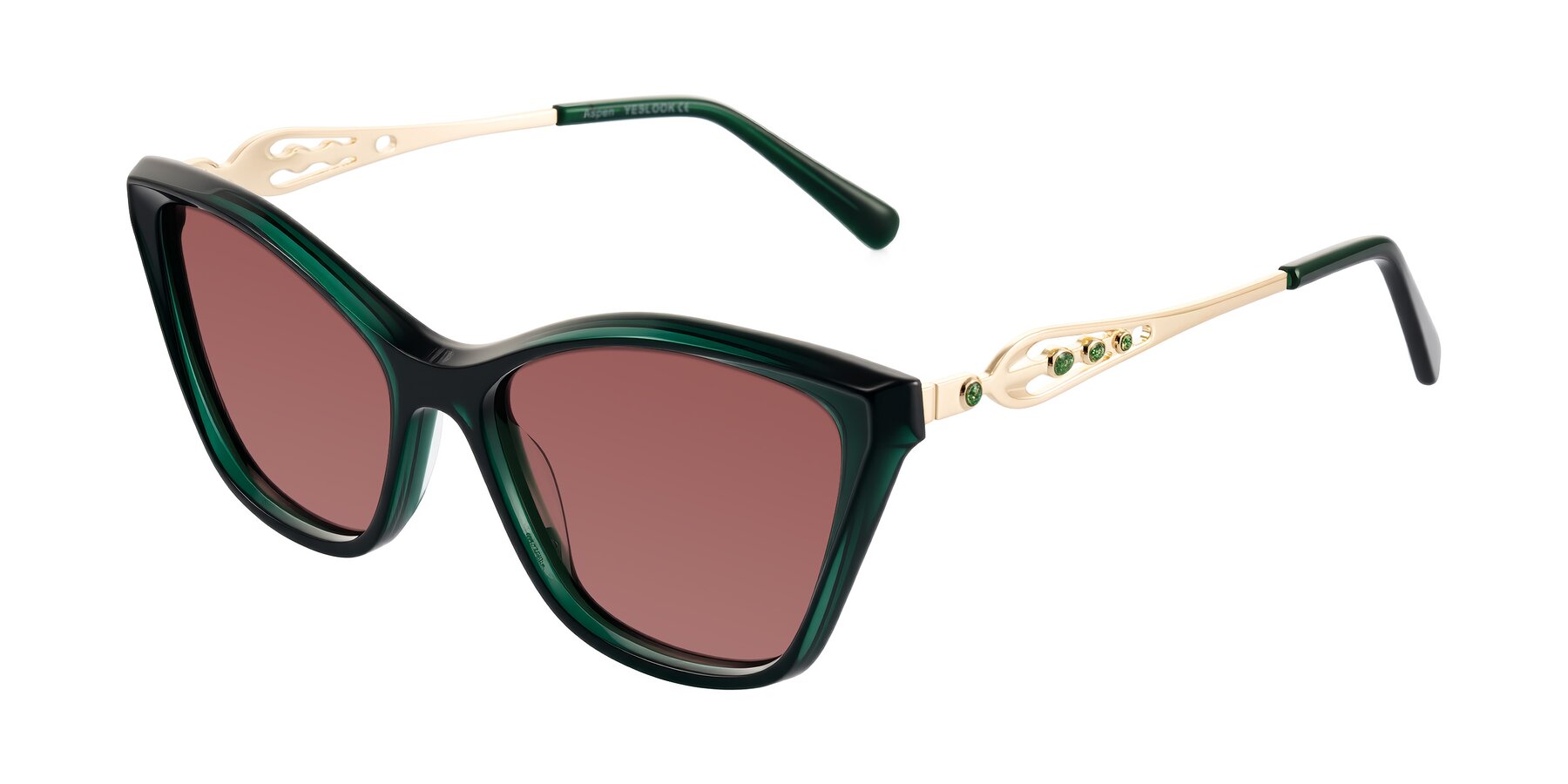 Angle of Aspen in Jade Green with Garnet Tinted Lenses