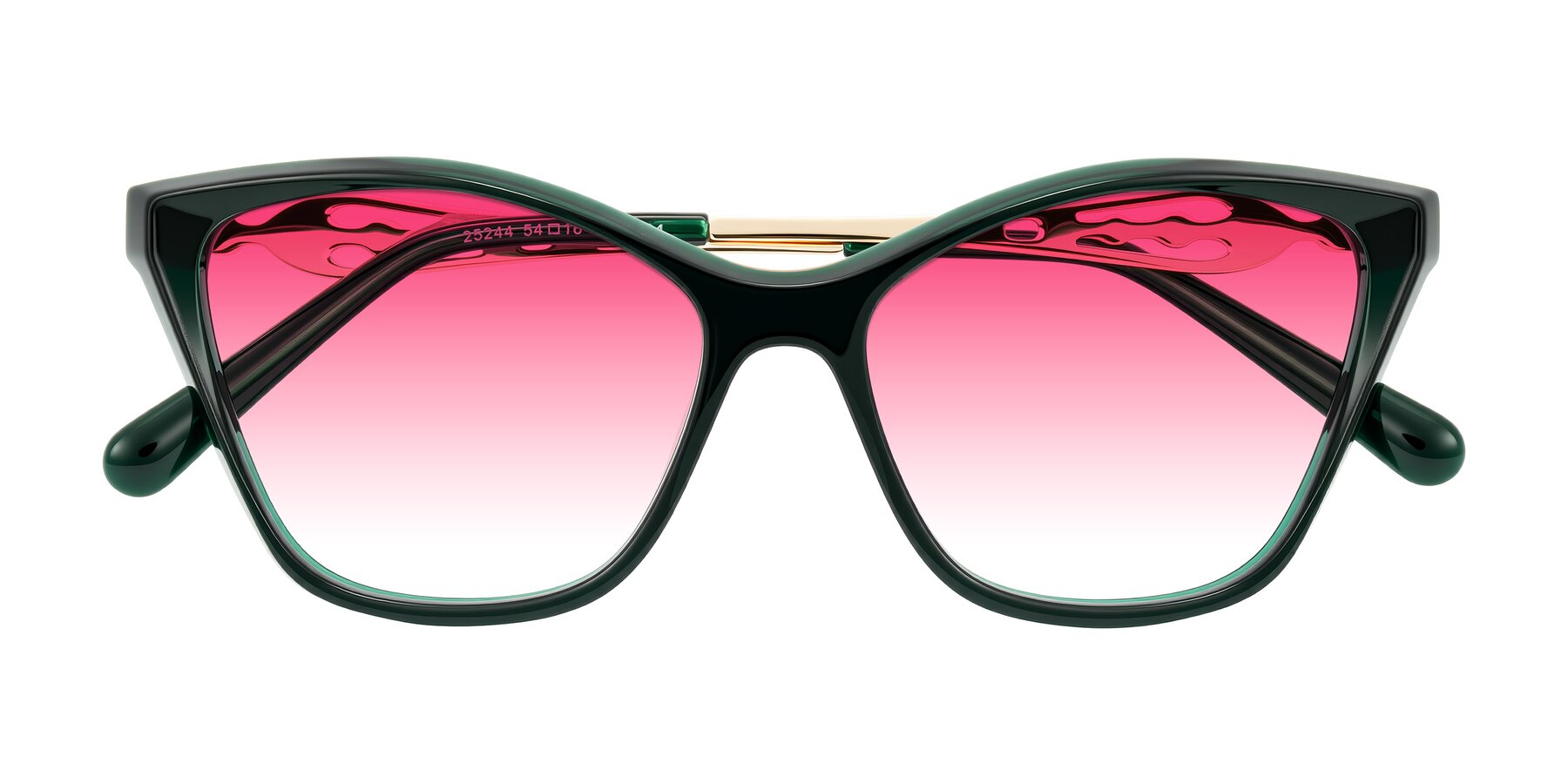 Folded Front of Aspen in Jade Green with Pink Gradient Lenses