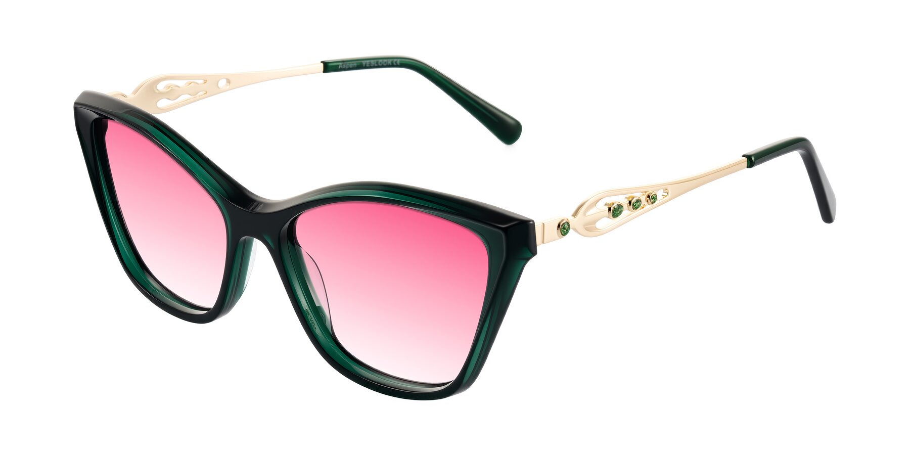 Angle of Aspen in Jade Green with Pink Gradient Lenses