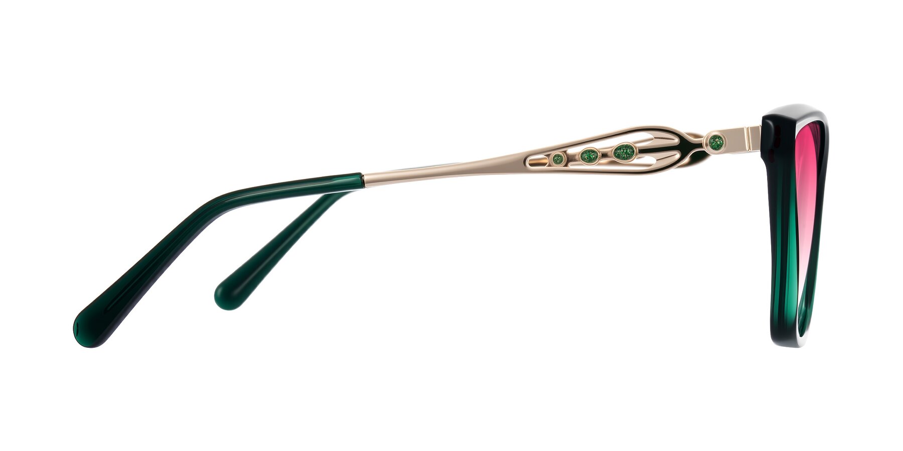 Side of Aspen in Jade Green with Pink Gradient Lenses