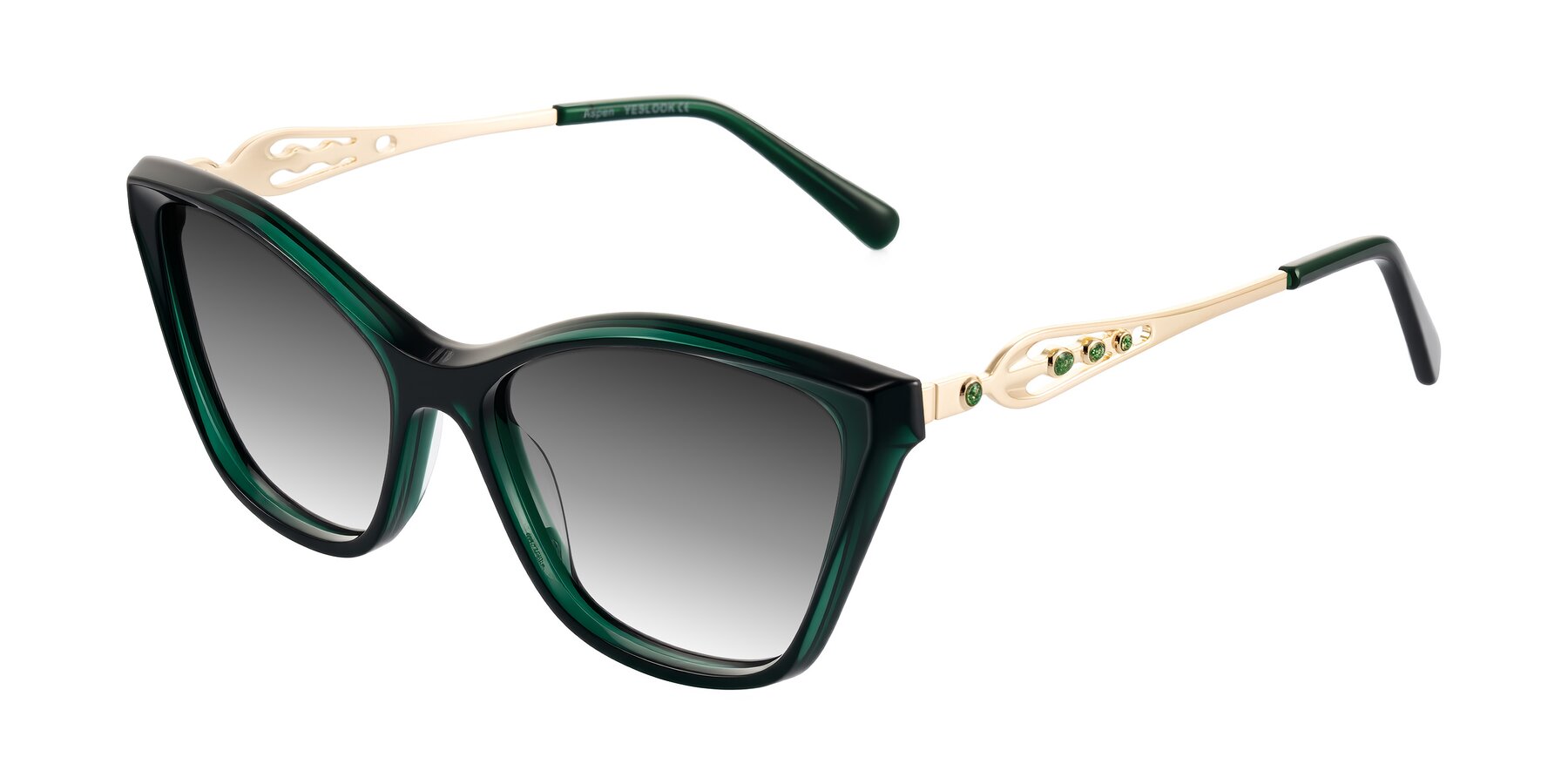 Angle of Aspen in Jade Green with Gray Gradient Lenses